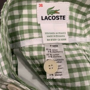 Lacoste women’s green plaid shorts